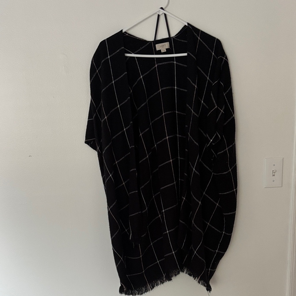 LOFT Black and White Checkered Cardigan